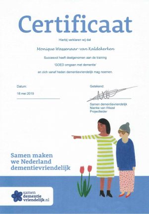 Certificaat Dementievriendelijke uitvaartverzorger